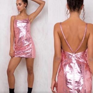 For Love and Lemons Luna metallic rose gold dress